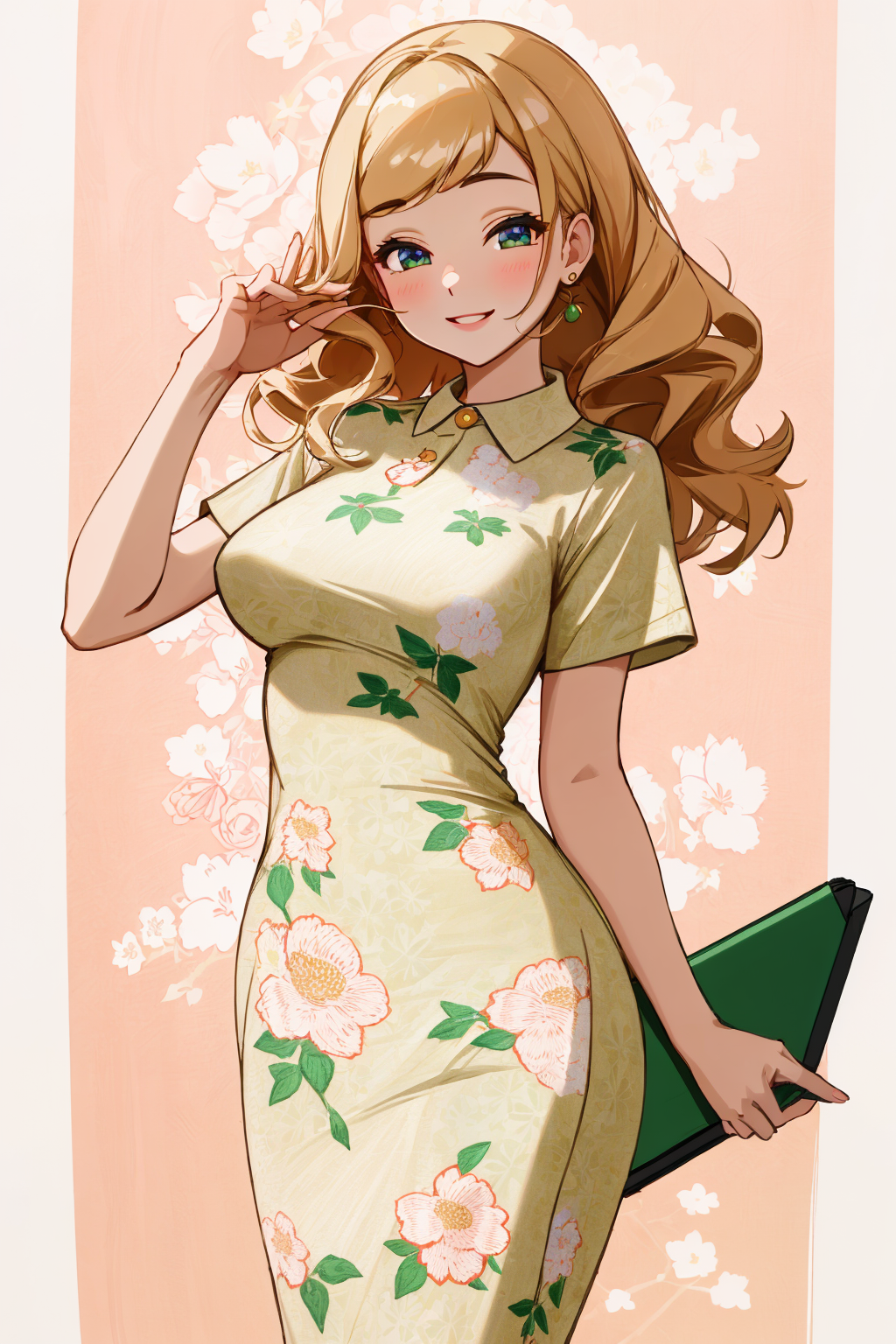 02266-534855247-4K, Masterpiece, highres, absurdres,extremely detailed eyes and face,smiling_pencil_dress, a woman wearing a pencil_dress with f.png